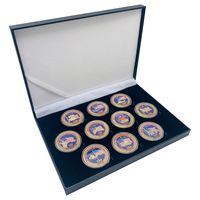 Ensemble de 10 pièces de monnaie commémoratives du 250e anniversaire des États-Unis 1776-2026 avec boîte de présentation, collection de pièces de monnaie commémoratives en métal du 250e anniversaire de l'Amérique