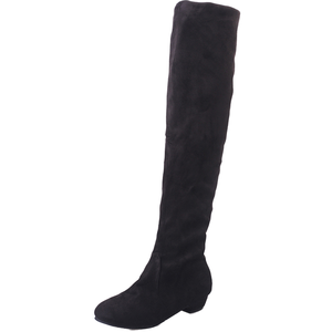 Bottes d'équitation en daim pour femmes, style western, à jambe large, hauteur genou, design plat, semelles antidérapantes pour l'hiver/l'automne/le printemps/le été - Product Image 2