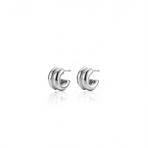 Amy Amy <b>Huggie</b> Earrings <b>Silver</b> Plated Geometric Fashion Women's Jewelry Gift PE2521 - Product Image 4