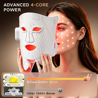 Masque facial LED portable pour la thérapie par la lumière, photothérapie à domicile, masque de soin du visage à lumière rouge, lèvres, 7 couleurs