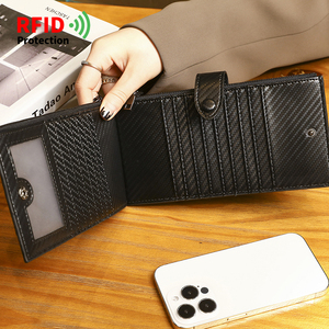 Diseñador multifunción de gran capacidad billetera larga funda para teléfono fibra de carbono Rfid Tarjetero con bajo Moq - Product Image 4