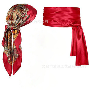 Pirate Costume Set <b>Red</b> Bandana Eyepatch Compass Necklace Waist Scarf Cosplay Accessory Women's Party Outfit - Product Image 3