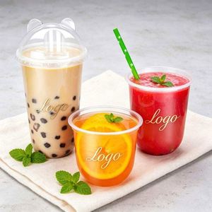 Gobelet jetable en PP transparent givré en forme de U, personnalisé avec logo, pour boissons froides et chaudes, avec couvercle, 90-380/500/700U, fabriqué sur mesure en usine - Product Image 1