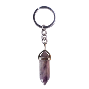 Pendentif en cristal de chakra hexagonal en forme de balle, pierre précieuse, porte-clés, porte-clés en quartz pointu argenté pour femmes et hommes - Product Image 3