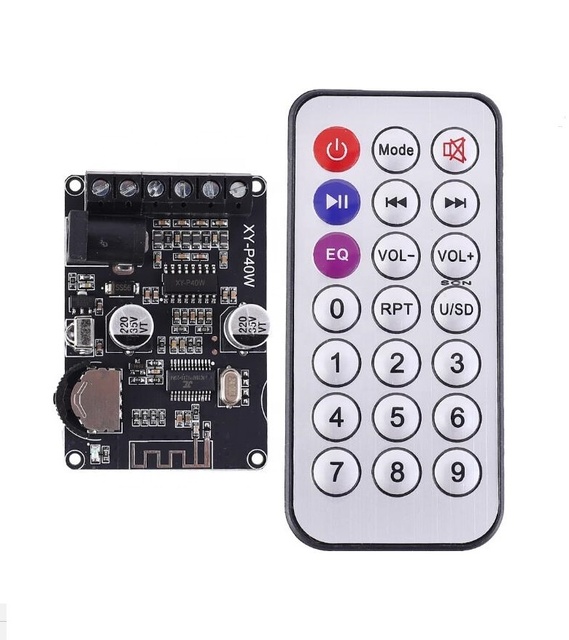 Stereo Power Amplifier Board 5V 12V 24V 20W 30W 40W XY-P40W Receiver Module Infrared Remote Control with Case