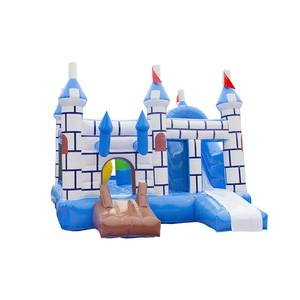 Màu xanh tuyết và băng theo chủ đề <span class=keywords><strong>Inflatable</strong></span> Trampoline bouncy lâu đài với đường hầm trượt đa chức năng thiết kế trò chơi công viên cho nhiều dịp - Product Image 3