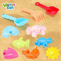 WANNA FUN Jeux de plage écologiques multicolores pour enfants, jouets de plage en plastique d'été, ensemble seau et pelle, jouet de plage en bord de mer