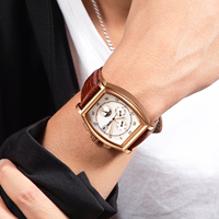 SKMEI — montre à quartz en cuir véritable pour hommes, bracelet automatique, boîtier en alliage, 9247