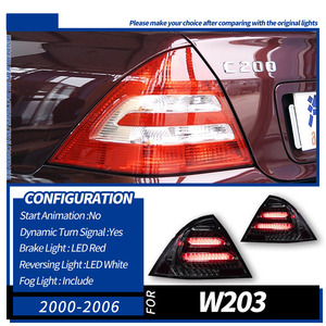 Conjunto de Luces Traseras LED Ahumadas XUNBAI de 12 V con 1 Año de Garantía para Clase C <span class=keywords><strong>W203</strong></span> 2000-2006, Señal de Giro Secuencial, Luz de Freno DRL - Product Image 6