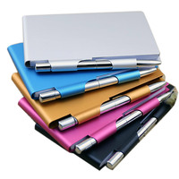 Personalisiertes Aluminium-Legierung Taschennotizbuch Nachfüllbares Mini-Klappnotizbuch mit Stift und Kartenhalter als Reisegeschenk