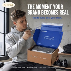 Caja de Envío Personalizada de Cartón Kraft con Tira de Apertura, Impresión Interior a Todo Color para Ropa Urbana, Fitness, Tech, Marcas de Suscripción - Product Image 6