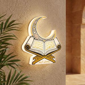 Lampe de nuit Ramadan Kareem imprimée en 3D, sans fil, rechargeable, avec détecteur de mouvement corporel, lampe islamique en forme de lune, lampe <span class=keywords><strong>Coran</strong></span>, décoration d'intérieur, cadeau - Product Image 6