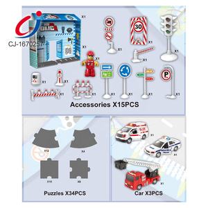 Chengji – jeux éducatifs 2 en 1 pour ville, police et pompier, <span class=keywords><strong>piste</strong></span> coulissante, puzzle 3d, jouet <span class=keywords><strong>de</strong></span> bricolage - Product Image 3