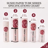 Tube à sushi en papier imprimé sur mesure avec bâtonnet à sauce, emballage alimentaire de qualité alimentaire, conteneur cylindrique à poussoir pour plats à emporter