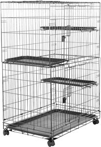 Recinto per Animali Domestici a 3 Livelli in Metallo Resistente, Gabbia Solida per Cani e Gatti - Product Image 5