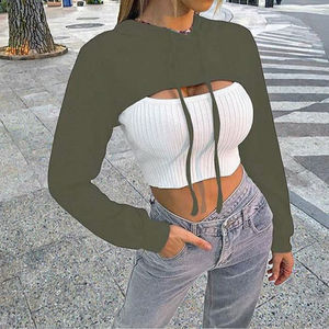 Sudadera Informal Corta y Sexy, Impermeable, Tejida, para Otoño e Invierno, Sostenible, Transpirable, Antiarrugas - Product Image 3