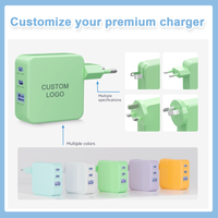 Adaptateur personnalisé GaN Type c Chargeurs de téléphones portables Chargeurs pour ordinateurs portables EU 100W 3 ports Gan PD Chargeur Vert