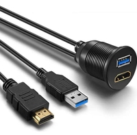 1m USB 3.0 HD-Stecker auf HD USB3.0-Buchse AUX Dashboard Panel Auto Unterputz-Verlängerung kabel mit Installationsplatten-Kits