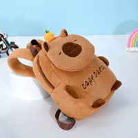 Sac à dos unisexe en coton avec fermeture éclair, motif capybara de dessin animé mignon, en peluche, vente en gros