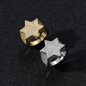 Hip Hop <b>Ring</b> <b>Pentagram</b> Hexagonal <b>Ring</b> Zircon Personality Men's Hip Hop Accessories - Product Image 4