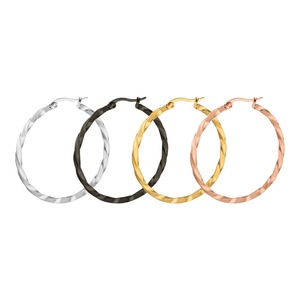 ต่างหูห่วงแบบหนีบ 316L สแตนเลสสตีลเคลือบ PVD ทอง 18K ดีไซน์เกลียว สำหรับทุกเพศ |   ทันสมัย ป้องกันอาการแพ้ น้ำหนักเบา กันน้ำ ทนทาน - Product Image 1