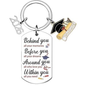 Porte-clés en acier inoxydable Uionen 2026 avec plaque gravée « Chapeau de docteur derrière vous » – Idéal pour la saison des diplômes - Product Image 1