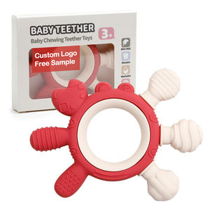 아기 치아발육기구 식품 등급 실리콘 안전한 나무 러더 장난감 유아용 치발기 아기 치아발육 단계용 아기 치발기 장난감 - Product Image 1