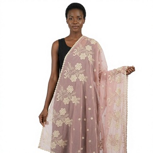 Vente en gros de châles en mousseline pour femmes, brodés de fleurs, légers, respirants, modestes, ethniques, élégants, pour usage quotidien, personnalisables en gros - Product Image 1