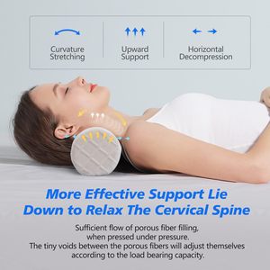 Almohada cilíndrica de espuma viscoelástica de firmeza media para soporte de columna cervical, ideal para dormir boca arriba. - Product Image 3