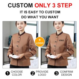 Uniformes Profesionales Personalizados al por Mayor para Hoteles, Ropa <span class=keywords><strong>de</strong></span> Limpieza <span class=keywords><strong>de</strong></span> Manga Larga para Personal, Uniformes para <span class=keywords><strong>Azafatas</strong></span> y Servicio a la Habitación - Product Image 4