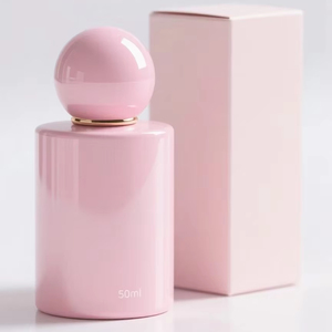 Botella de perfume de nicho de lujo de 50ml, cuerpo suave y brillante con tapa esférica de tono rosa desnudo suave, botella de vidrio personalizable para <span class=keywords><strong>marca</strong></span> - Product Image 4