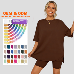 Custom Women's Two Piece Lounge Wear Set Summer <b>Pyjamas</b> Oversized Shirts Biker <b>Shorts</b> <b>Ladies</b> Nightwear Women's Sleepwear suits - Product Image 1