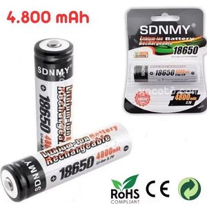 SDNMY 18650 Lithium Ion <b>Battery</b> 4800mAh Rechargeable <b>3.7V</b> High Capacity Industrial Use Black China Origin - Product Image 2