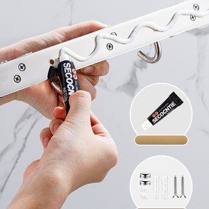 Support mural auto-adhésif pour balai et serpillière, organisateur de <span class=keywords><strong>balais</strong></span>, rangement d'outils, supports muraux, porte-balai, porte-serpillière - Product Image 2