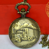 Retro Bestseller Quarz Hohluhr Anhänger Vintage Zug- und LKW-Ketten-Halskette Silber Gold Bronze Taschenuhren