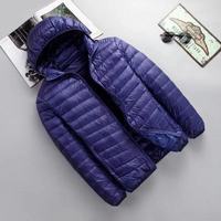 Blouson matelassé marron en nylon pour homme 2025 – Col montant, hiver, à capuche, garnissage en duvet de canard, taille XS, matière Spandex – Vente en gros