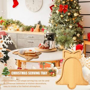 Plateau de service en bois en forme de cloche de Noël pour la table de fêtes et les décorations de cuisine - Product Image 1