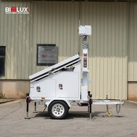 Panneaux solaires 3*450W hors réseau, mât télescopique de 9 m, remorque mobile CCTV pour chantier, zone isolée, grand événement