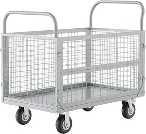 <strong>Platform</strong> Truck Cart with Cage Heavy Duty Flatbed Cart <strong>Collapsable</strong> Roll Container with Lockable Wheel Multi-Functional Push Cart - Product Image 1