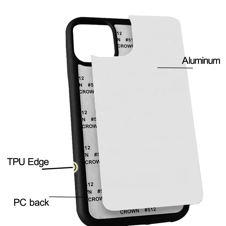 GSCASE TPU PC-Hüllen Großhandel DIY Druck einfarbige Telefonhülle mit Aluminium 2D Sublimationshülle für Iphone 12 Pro Max 13 14 15