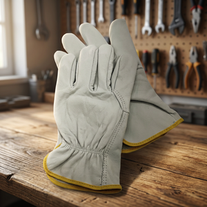 Leather <b>Work</b> <b>Gloves</b> for Men or Women for Construction, Wood cutting, Driving, Water Resistant, Keep <b>warm</b> and Soft - Product Image 3