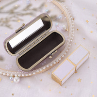Coffret cadeau rétro pour rouge à lèvres Boîte à rouge à lèvres écologique en velours antique avec perles et miroir Mallette de rangement exquise de style rétro