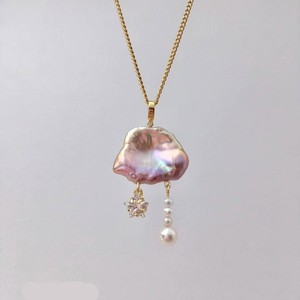 Collana di perle barocche naturali-pendente nuvola stravagante con ciondoli <span class=keywords><strong>luna</strong></span> e stella | Accentato di cristallo, placcato in PVD oro 18K - Product Image 1