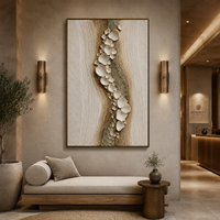 Art mural texturé 3D biologique de luxe, peinture sur toile en relief faite à la main, œuvre d'art abstraite inspirée des minéraux, décoration intérieure moderne