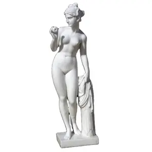 Estatueta feminina nude de pedra decorativa, figura de escultura em mármore branco