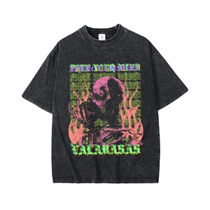 100% cotton 230gsm Nam Ngắn Tay Áo T-shirt nhanh khô phía trước DTG in ấn phong cách Skeleton in thiết kế - Product Image 5