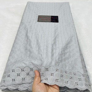 Nueva Tela <span class=keywords><strong>de</strong></span> Encaje Africana Ecológica <span class=keywords><strong>de</strong></span> 5 Yardas, 100% Algodón, Color Blanco, para Bodas, Fiestas Nocturnas, Ropa Masculina - Product Image 2