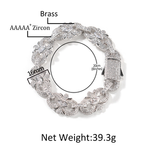 สร้อยคอแบบโซ่ลายผีเสื้อ Uwin ประดับเพชร CZ สีชมพูและสีน้ำเงินทรงมาร์ควิส ดีไซน์ฮิปฮอป รูปดอกไม้ สำหรับผู้หญิงและผู้ชาย - Product Image 5