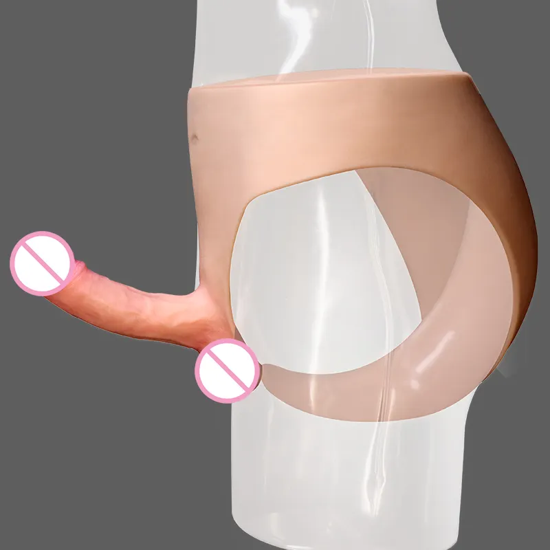 17*4Cm Dildo Wearable Siliconen Broek Met Realistische Penis Met Scrotale Voor Lesbische Of Hollow Dildo Voor Man maken Penis Groter %