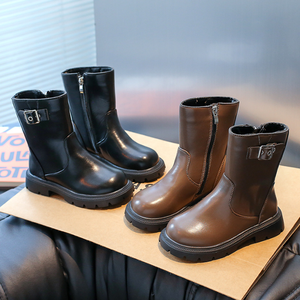 Chaussure pour enfant noire tendance taille 26-36 pour fille et garçon, nouveau design, botte en cuir PU pour enfants avec fermeture éclair - Product Image 3